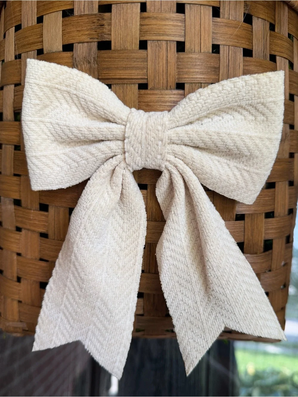 Handcrafted White, Orange & Red Floral Basket Accent